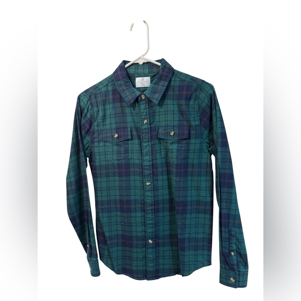 Classic Club Boys Long Sleeve Flannel Plaid Shirt| Size: 14/16